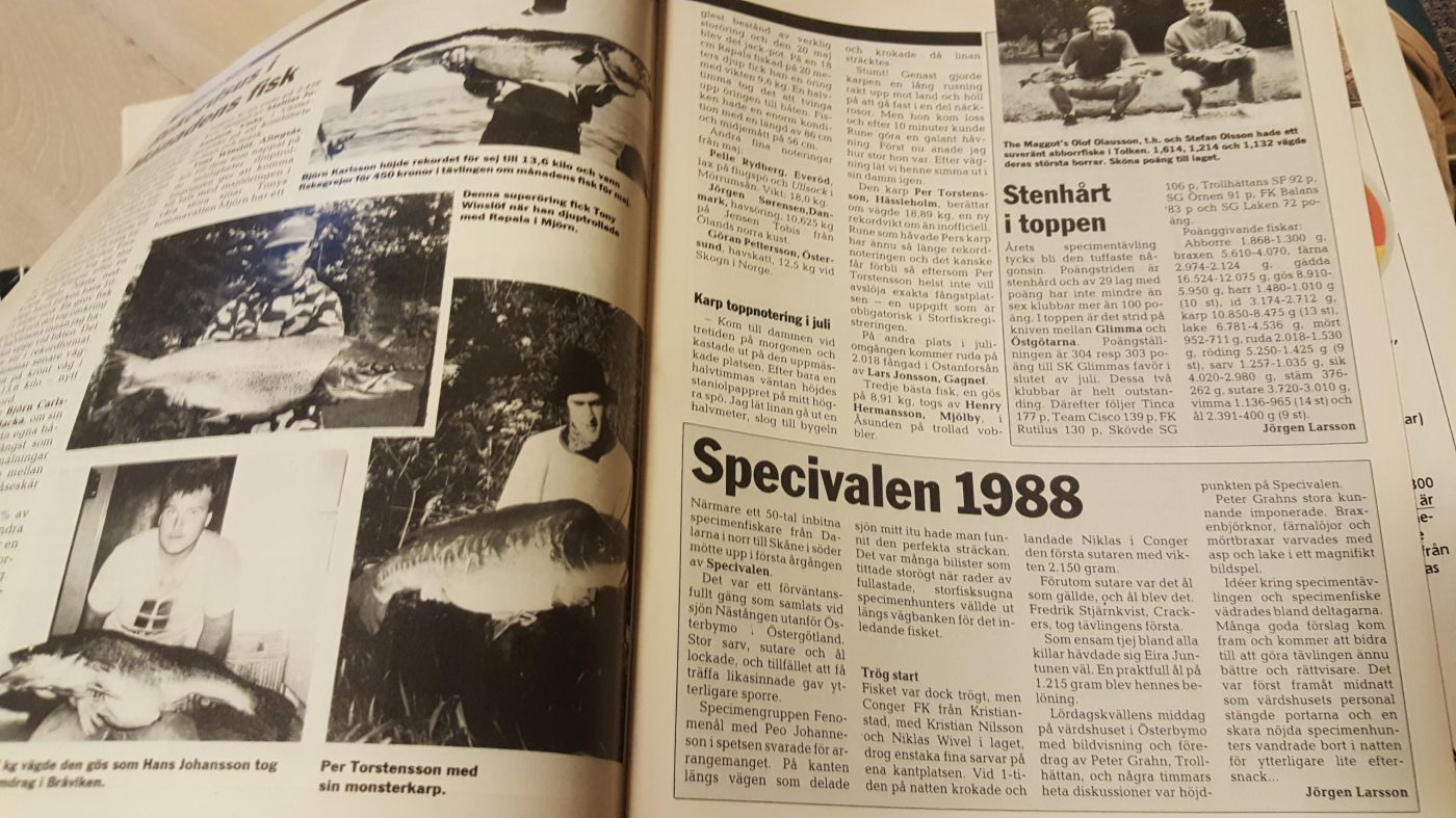 Specimenfisket i Sverige 1988