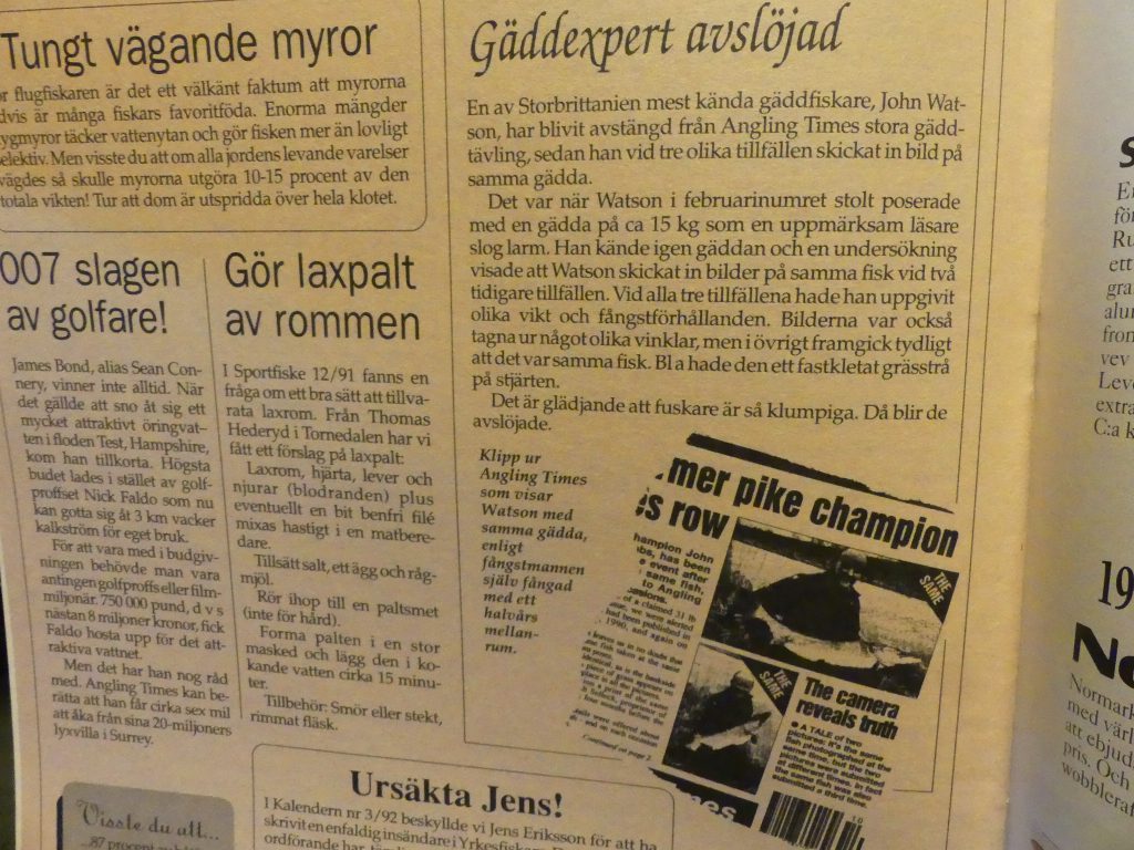 Specimenfisket i Sverige 1992